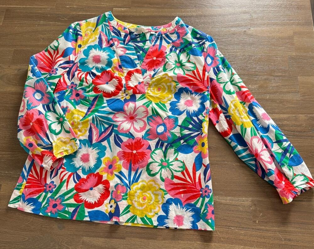 Boden Multi Colored Floral 3/4 Sleeve Cotton Size 6